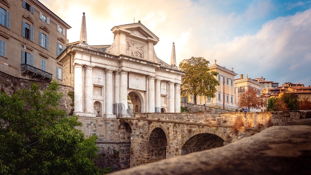 Porta di ingresso in città alta a Bergamo