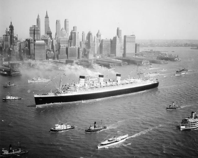 La Queen Mary arriva a New York nel '36