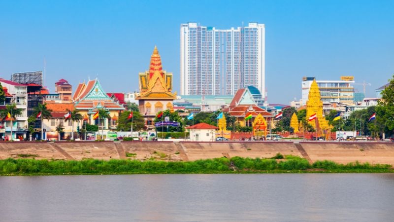 Skyline della capitale della Cambogia Phnom Penh